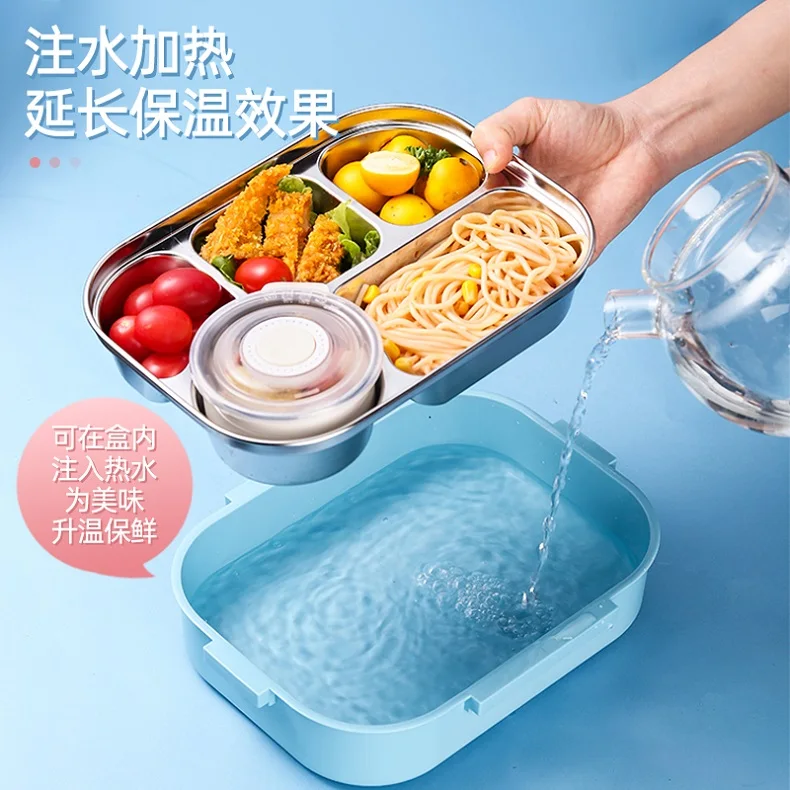

Stainless Steel Lunch Box Warmer Heat Boxes Kid Luxury Bento Box Food Storage Containers Marmita Termica Kitchen Supplies DI50FH