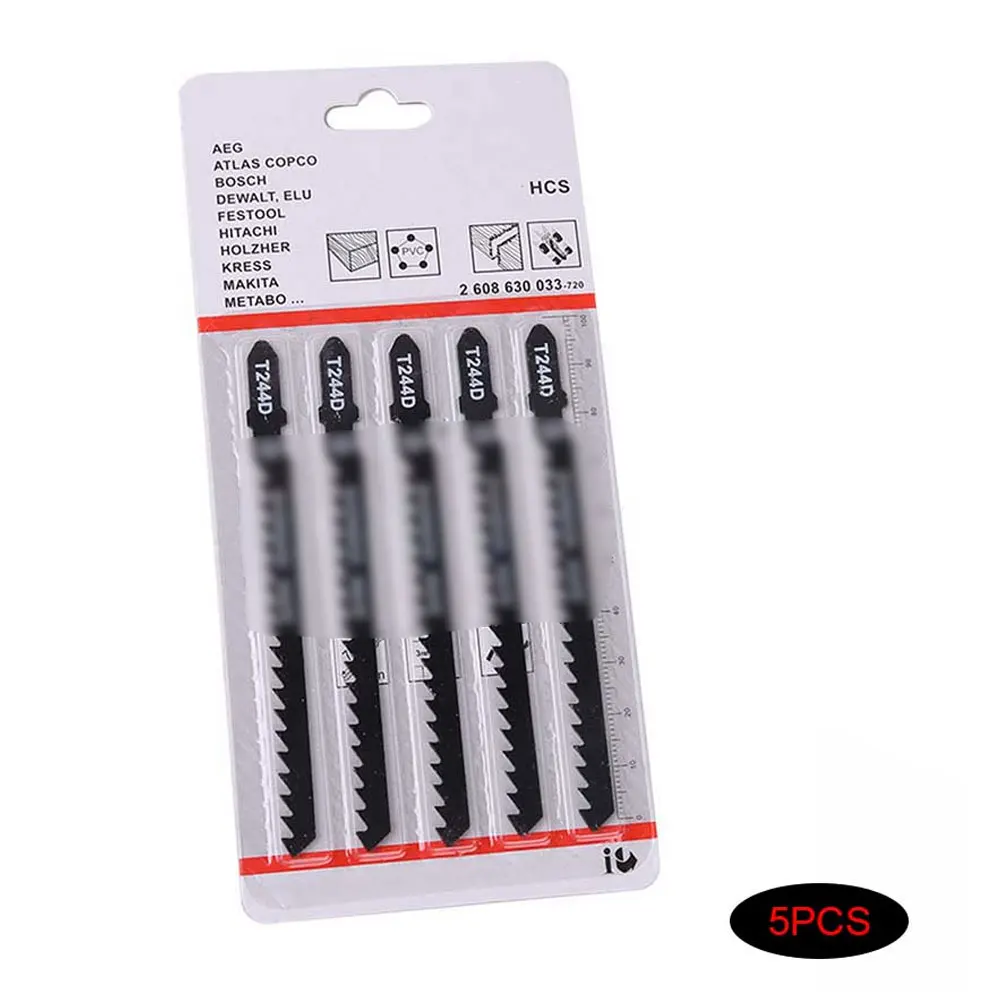 

5PCS High Quality Hcs HSS Ground Teeth Straight Cutting T-Shank Jig Saw Blade for Wood Fast Cutting T244D Straight Fast Slices
