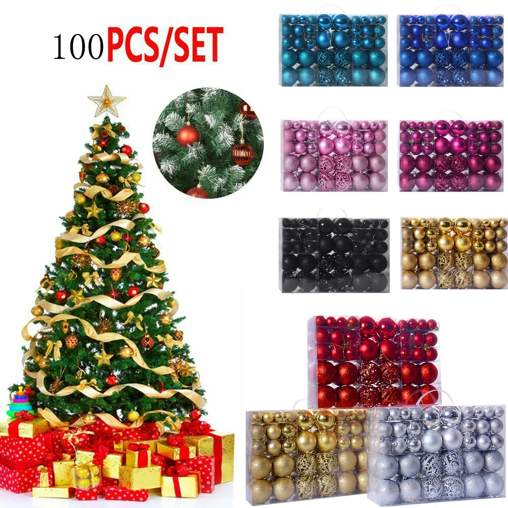 

Горячая Распродажа, 100 шт., рождественские украшения в виде шаров, елка, Искусственная елка, украшение, твердая коробка, оптовая продажа