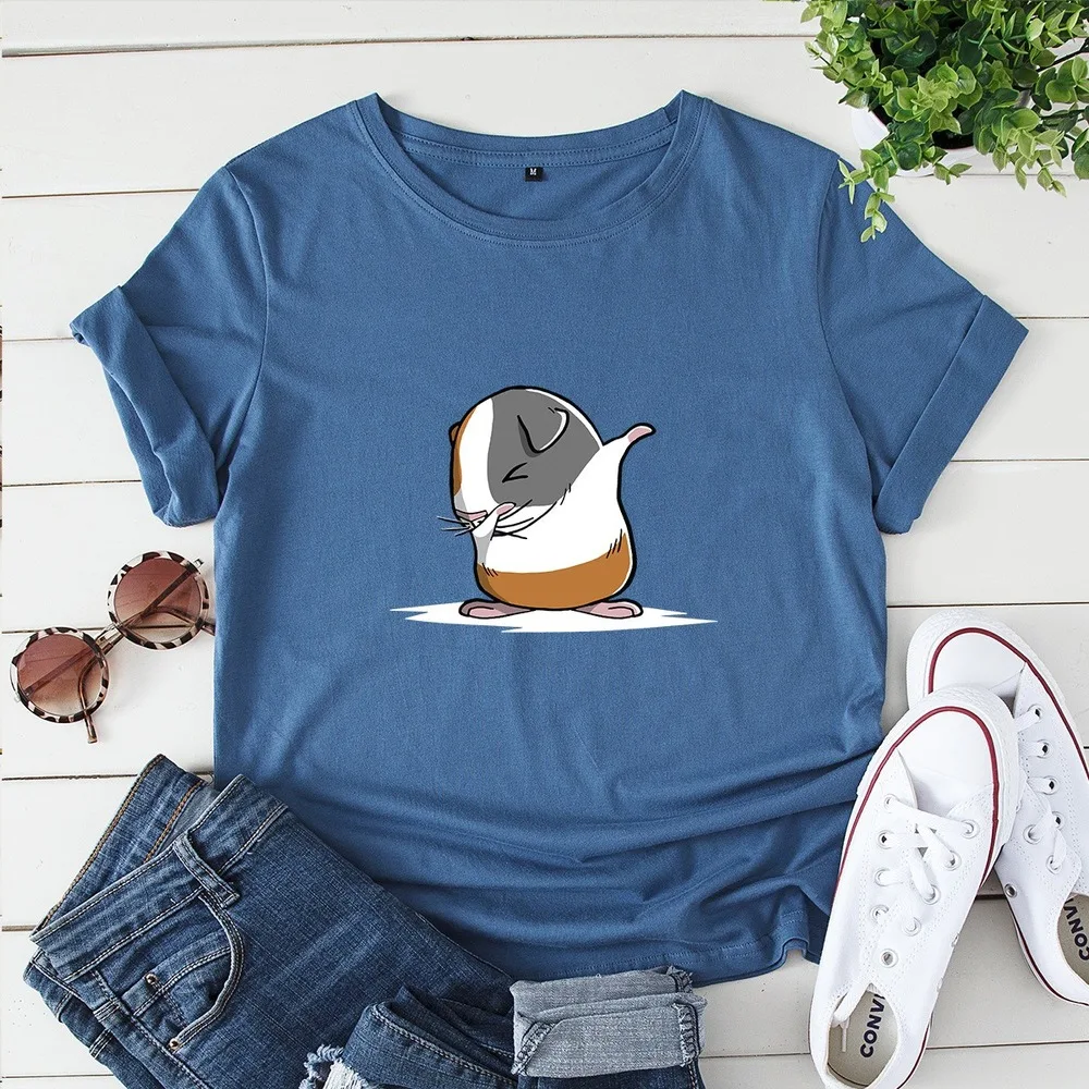 

Plus Size 100% Cotton Women Tshirts S-5XL Cute Dancing Animal Printed T Shirt for Women Short Sleeve O-Neck Female Top Tees
