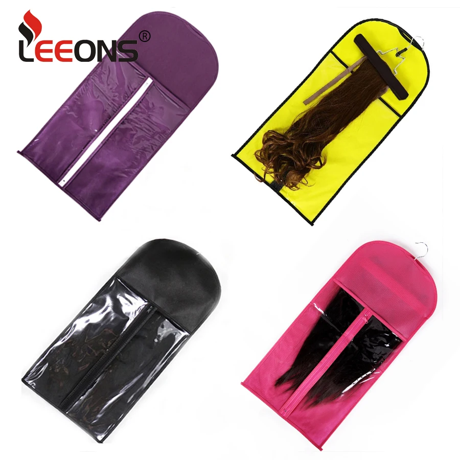 

Leeons 6 цветов сумка для хранения париков для наращивания с вешалкой, искусственные волосы, хранение париков, держатель для удлинения волос дл...