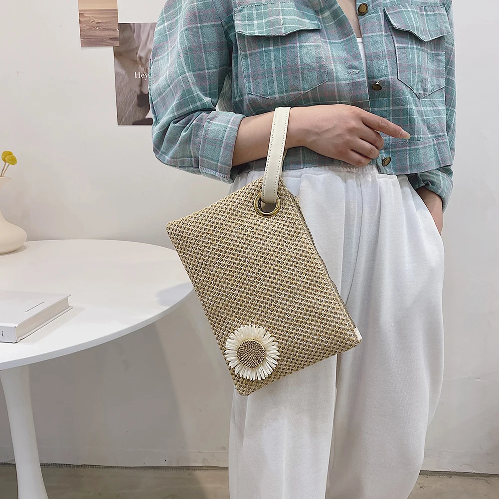 Летняя пляжная сумка женский клатч тренд 2021 сумка-шоппер тканая с ремешком на