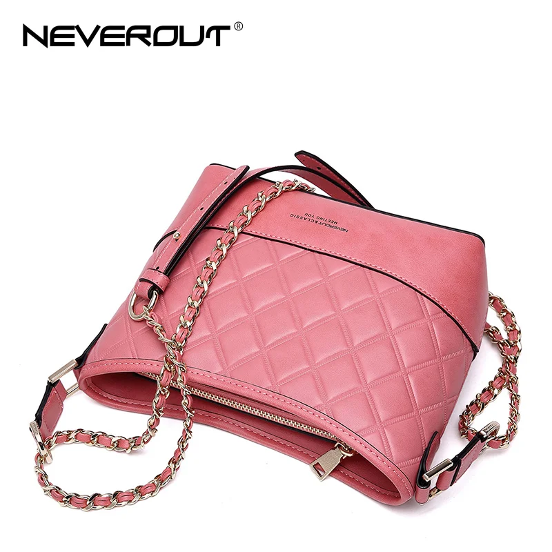 Женская сумка мессенджер NEVEROUT черная/розовая через плечо из спилка высокого