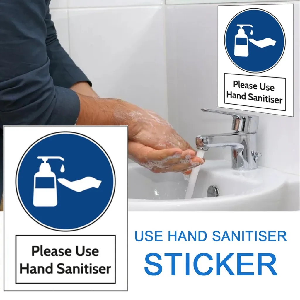 Public Area Warning Wall Stickers Use Hand Sanitiser Please Sign Marker Notice Sticker Self Adhesive Mural Dropshipping | Дом и сад
