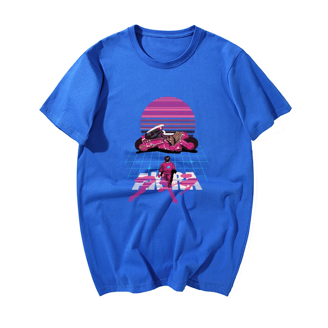 Fashoin Akira Synthwave Футболка мужская футболка с японским аниме Летняя Повседневная хлопковая футболка с коротким рукавом хип-хоп Harajuku уличная одежда