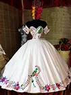 Потрясающее бальное платье с 3D цветочной вышивкой, мексиканские Бальные платья для выпускного вечера, милое платье 16, платья 15 лет, вечерние платья