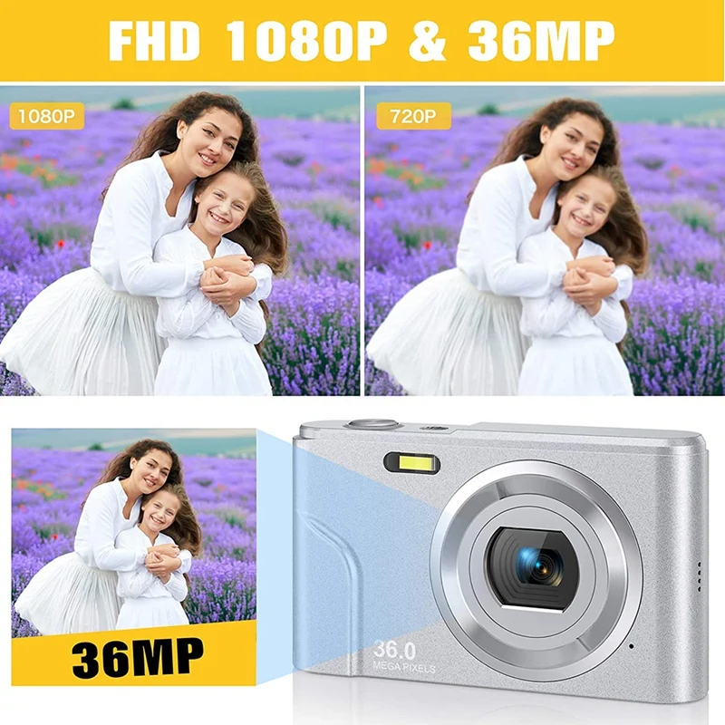 1080P 36.0 Mega Pixels Digital Camera with 16X Zoom LCD Screen Portable Mini Cameras for Students Teens | Электроника