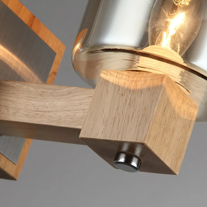 

Solid wood simple creative wall lamp led bedroom bedside decoration smoke gray designer living room corridor hotel wall lamp