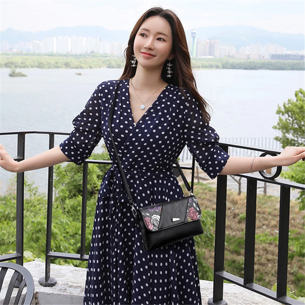 Кожаные сумочки сумки для женщин 2020 женская сумка через плечо с цветами кошельки