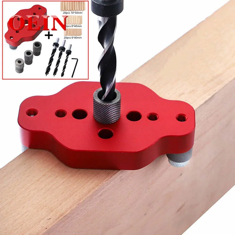 

6/8/10mm Self Centering Drill Guide Kit Vertical Pocket Hole Jig Woodworking Drilling Locator Dowelling Hole Puncher