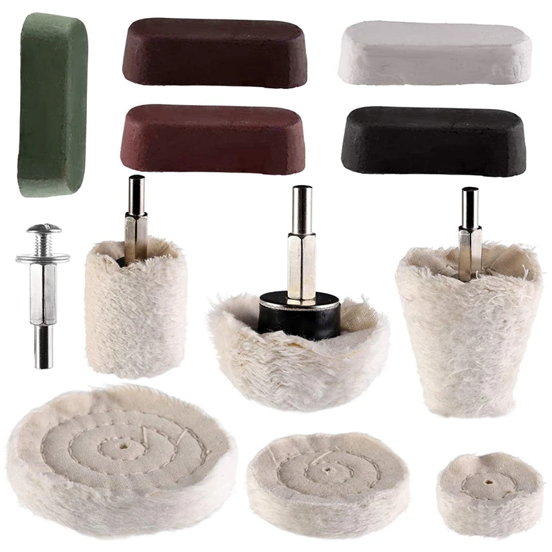 

12 Polishing Pads Wheel Kit ,Including Frosted Cone Mushroom T-Wheel Grinding Heads with Handle