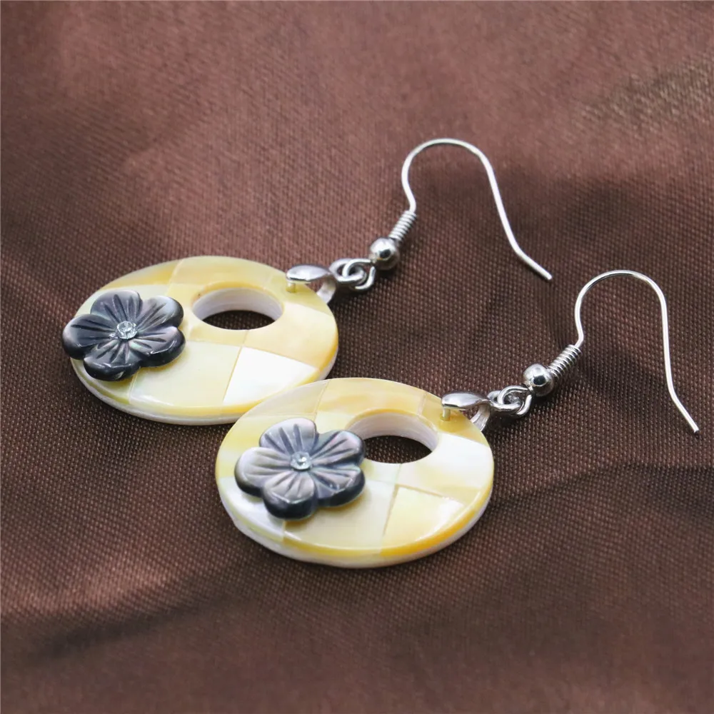 Выход Мода желтый новый натуральный ушка в виде ракушки круглая инкрустация