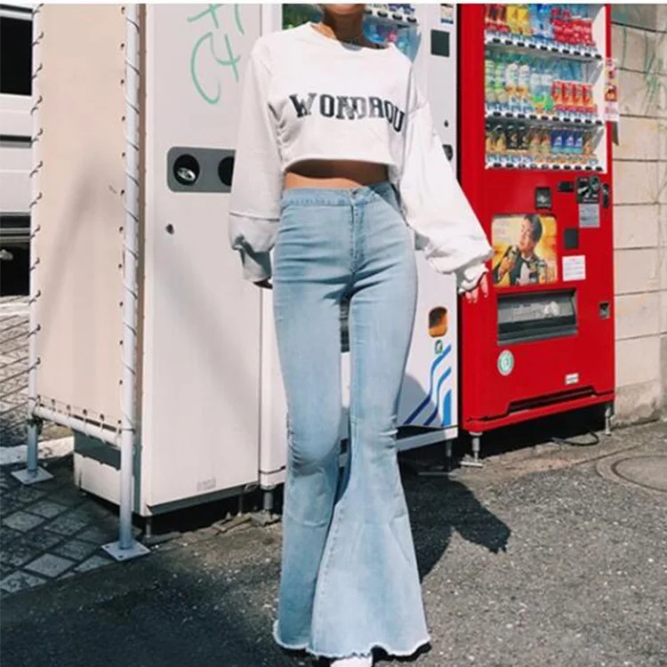 Хит женские джинсы одноцветные облегающие сексуальные с высокой талией брюки