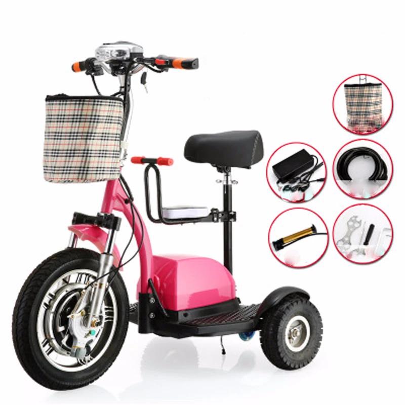 Электроскутер Citycoco с литиевой батареей, светодиодным освещением, простыми детскими сиденьями и 3 круглыми колесами для пожилых и инвалидов.