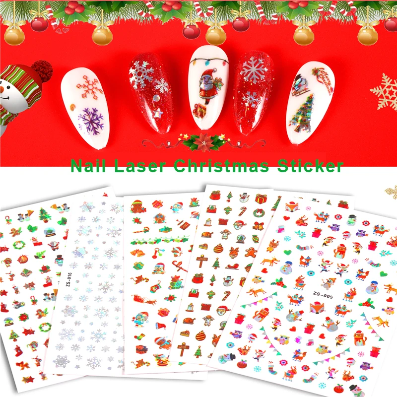 

Christmas Nail Art Sticker 3D Waterproof With Adhesive Christmas Nail Decal DIY Slider For Manicure Nail Art Watermark Manicure