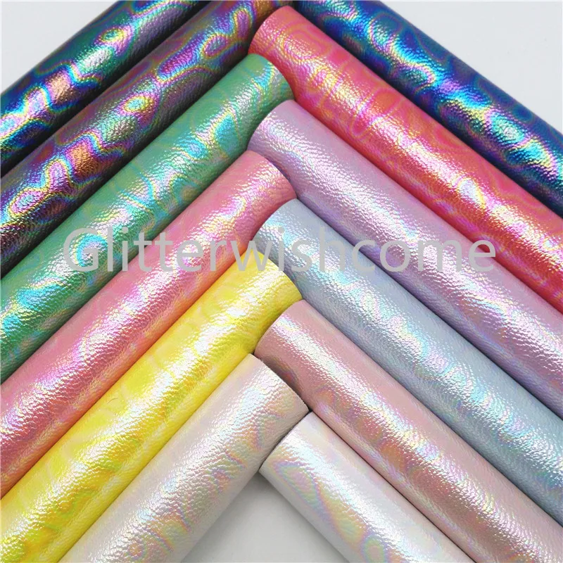 Ткань из искусственной кожи Glitterwishcome 21 х29 см Размер A4 Радужная синтетическая кожа