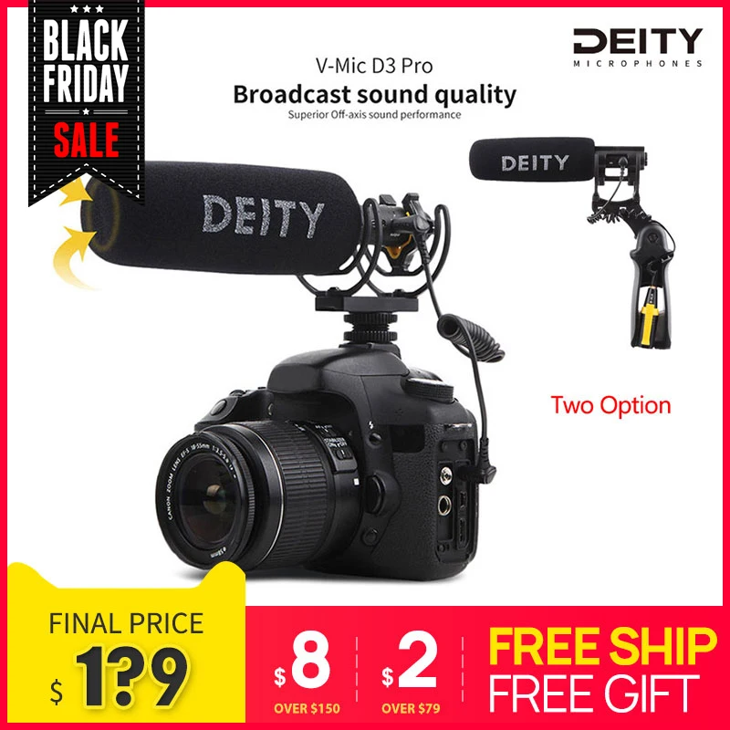 Deity V-Mic D3 Pro видео Студийный микрофон супер-кардиоидный Полярный узор Vlogging Конденсатор Запись микрофон для DSLR