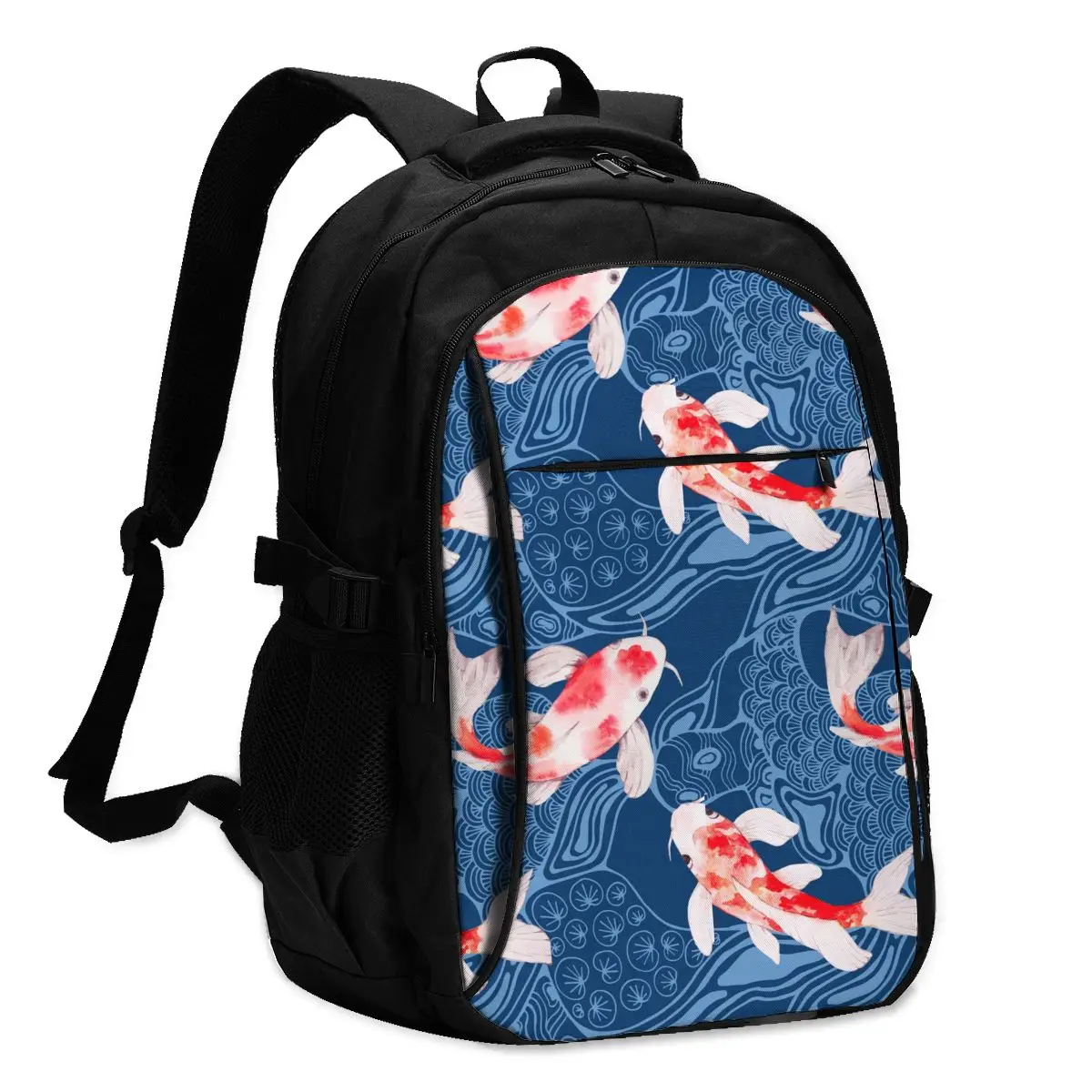 

2021 Прохладный печати ноутбук рюкзак акварель Koi Рыбы с волнами Для мужчин зарядка через USB путешествия рюкзак Для женщин Для мужчин Мужской ...