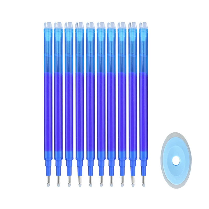 

10 шт./лот, 0,5 мм, волшебная стираемая ручка, набор гелевых ручек, моющаяся ручка, стержень для ручки, синие/черные чернила, школьные канцелярские принадлежности