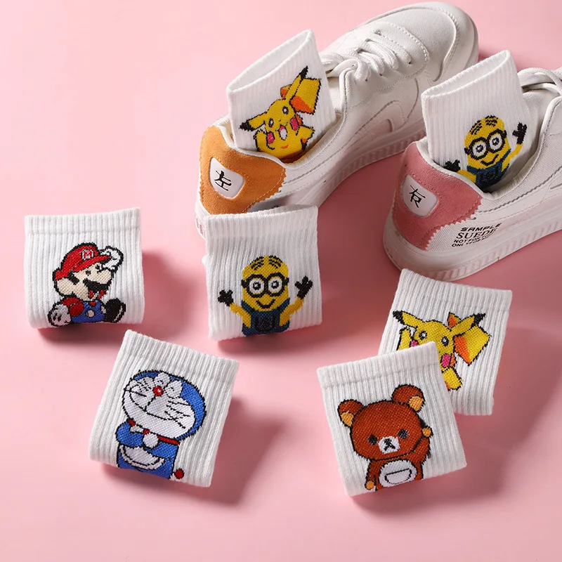 Cartoon Character Cute Socks Women Harajuku Cute Patterend Ankle Socks Hipster Skatebord Ankle Funny Socks Female