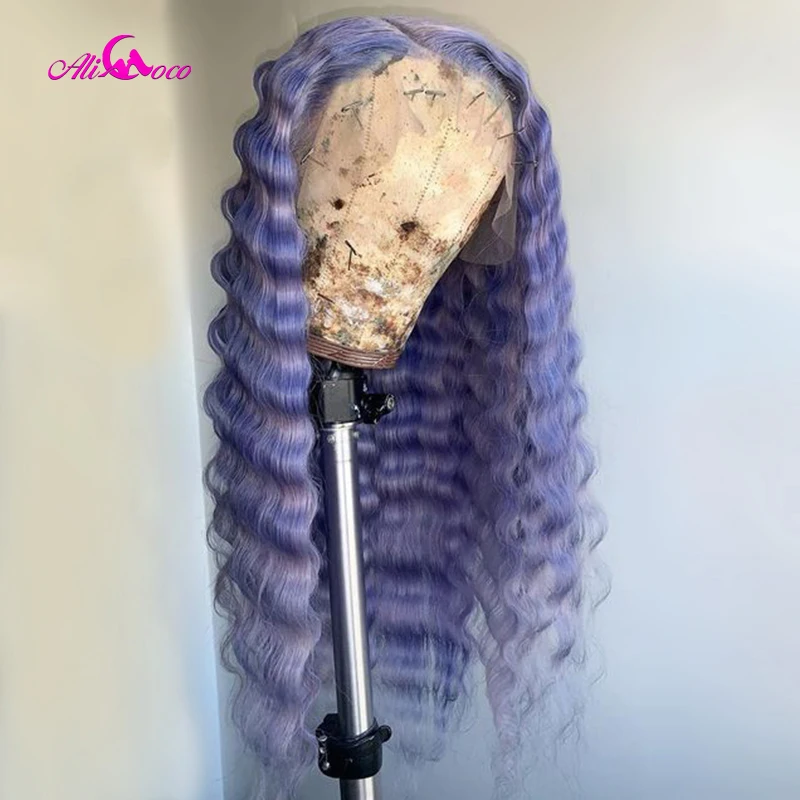 Парик Ali Coco с цветным розовым фиолетовым Омбре оранжевым кружевом спереди 13x4 HD