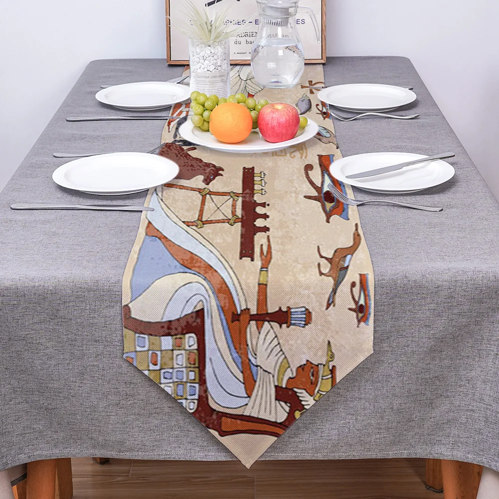 Table Runners Modern Hieroglyphic Carvings Ancient Egyptian Temple Runner Wedding Decor Christmas Dinner Decoration | Дом и сад