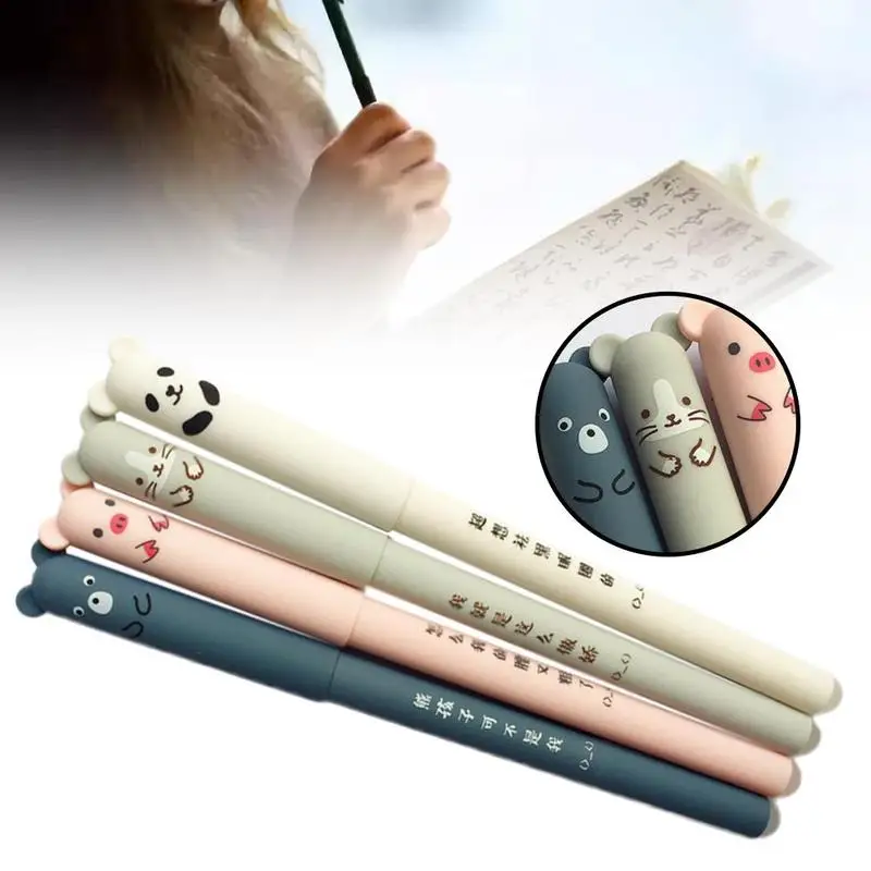 1 шт. стержень панда мышь свинка медведь стираемая черная чернильная ручка гель