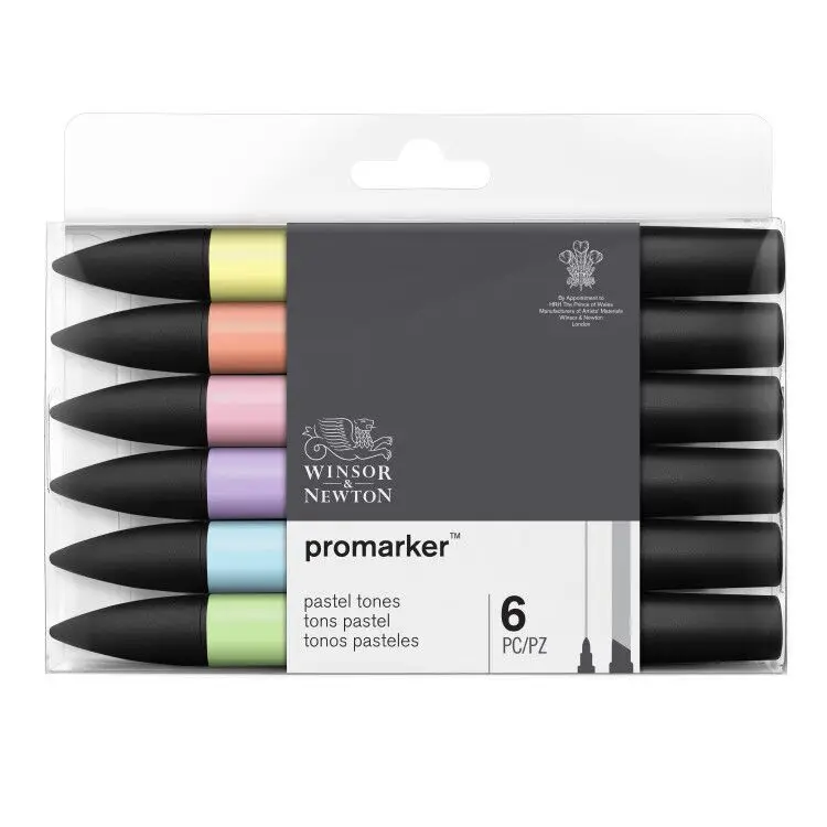 Профессиональный маркер WINSOR& NEWTON, 6/12 цветов, двухсторонняя(с круглым носком и косой) ручка для рисования, маркер, товары для рукоделия