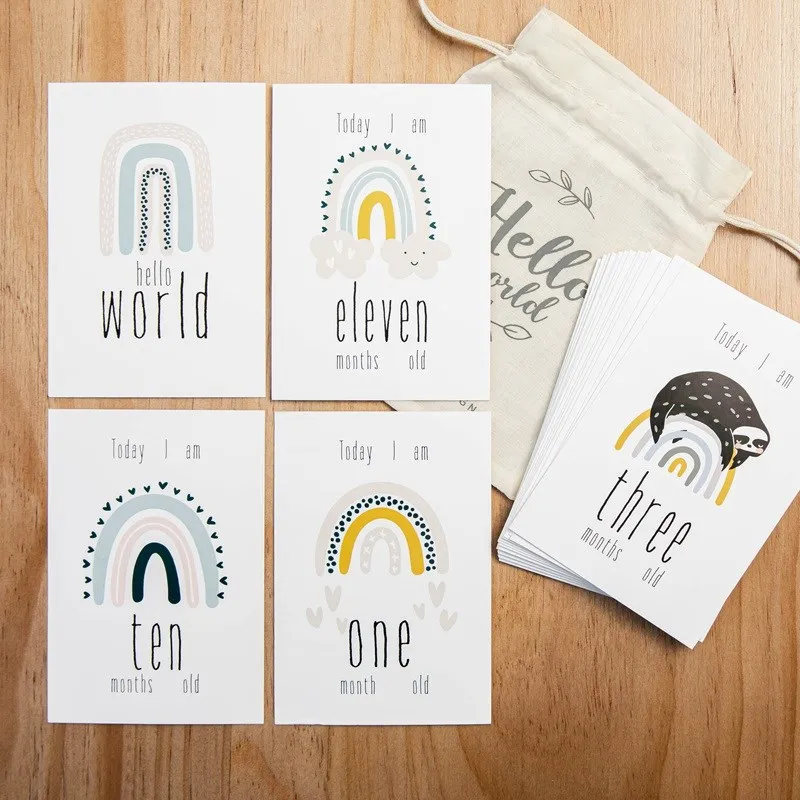 

16Pc Baby Milestone Cards Month Sticker Baby Photography Milestone Paper Material Card Commemorative Card Photo Accessories Gift