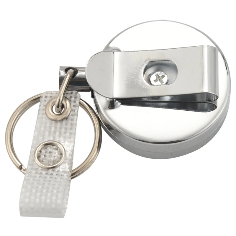 

2 Pack Heavy Duty Retractable Badge Holder Reel,Metal ID Badge Holder with Belt Clip Key Ring for Name Card Keychain