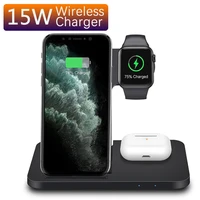 15w 3 in 1 folding fast charge support qi wireless charger for iphone 13 12 11 pro max apple watch se 6 5 airpod pro samsung s9