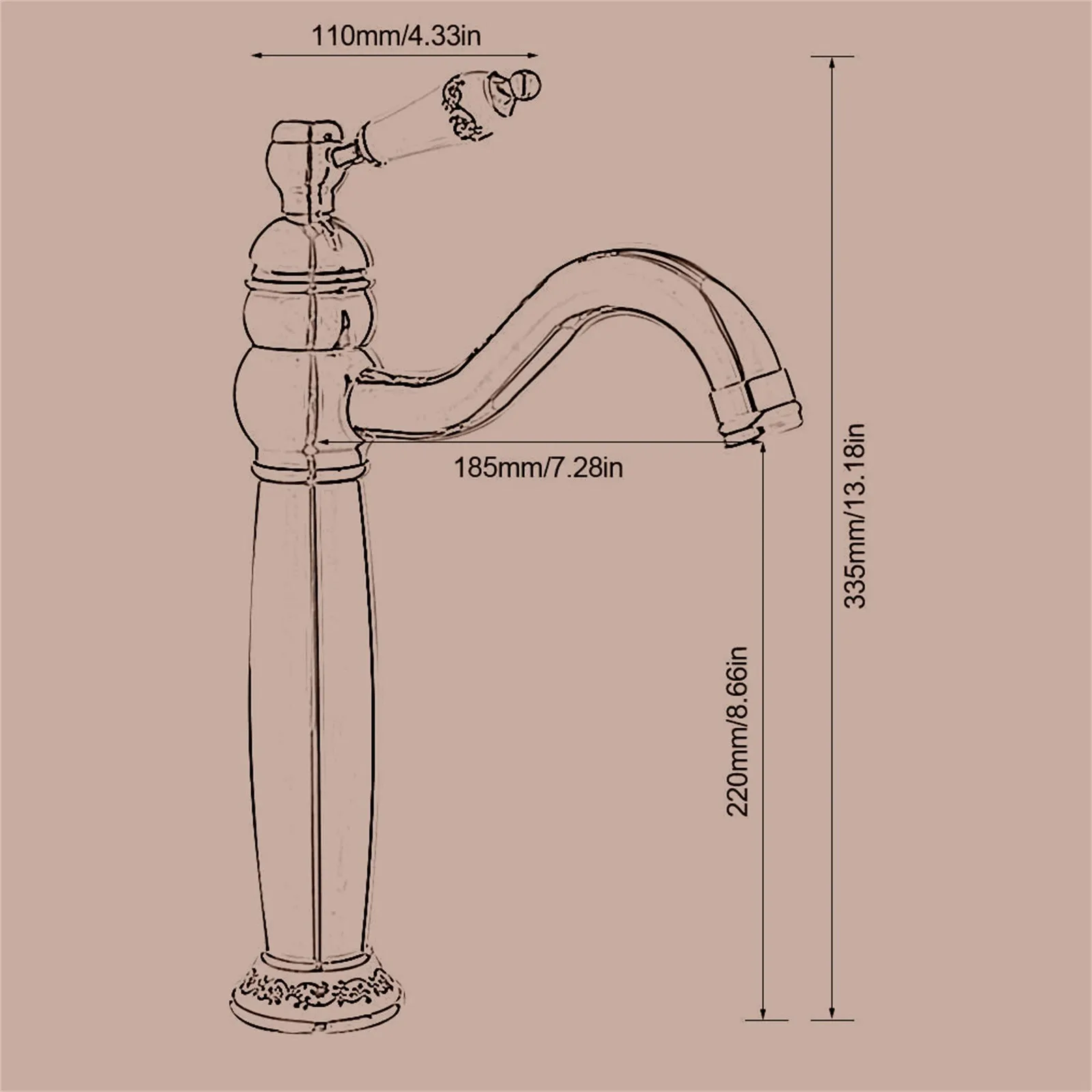 

Bathroom Antique Bronze Solid Brass Luxury Basin Sink Tall Faucet Single Handle Water Mixer Bath Tap High And Short Style Crane