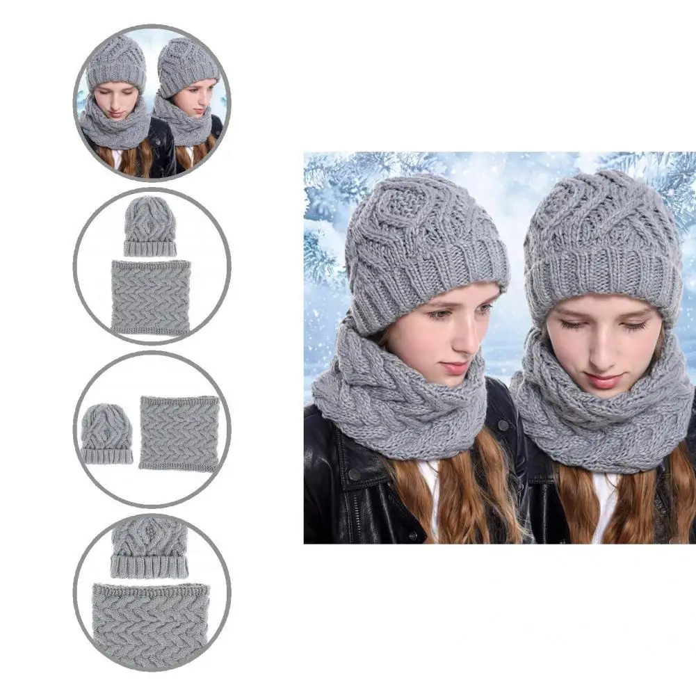 

Women Beanie Scarf Wear-resistant Soft All-match Winter Knitted Female Cap Scarf Women Cap Scarf Fashion Accessories