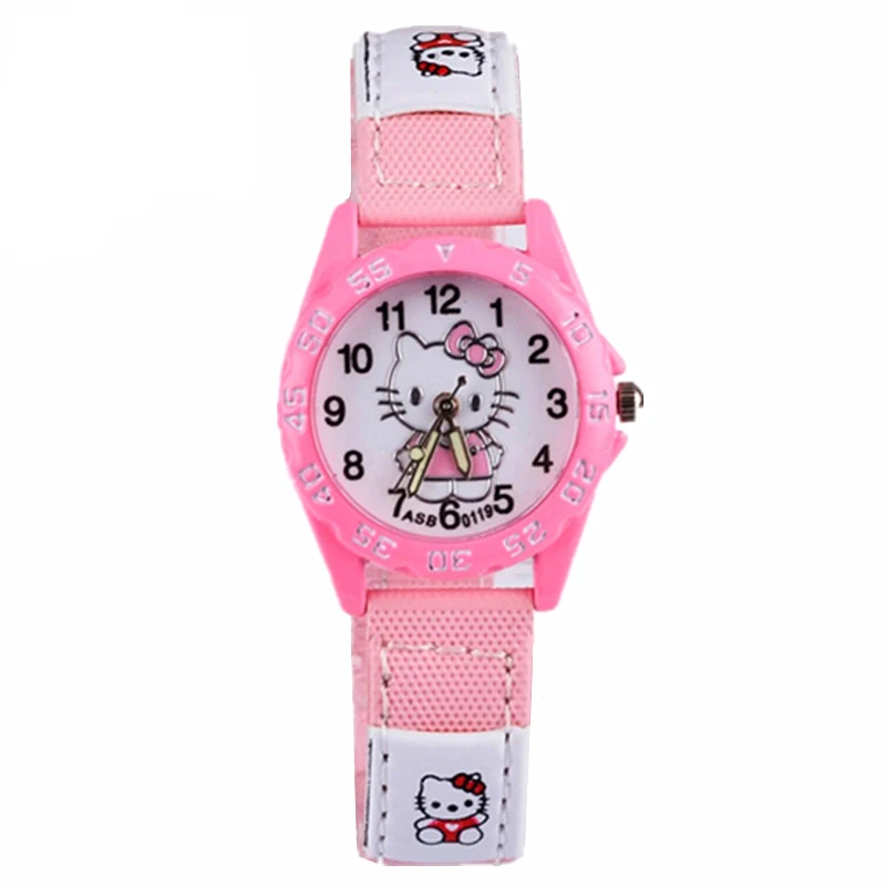 Cat Pink Детские часы розового цвета для девочек нижнее белье с рисунком из мультфильма трусы часы Платье для маленьких девочек часы милый котенок кварцевые часы Montre Enfant детские часы Relogio Infantil - Цвет: Cat Pink