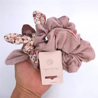 4 pcs scrunchies with tag packaginghair bun elastic bands baby girls women scrunchies for hair accessories