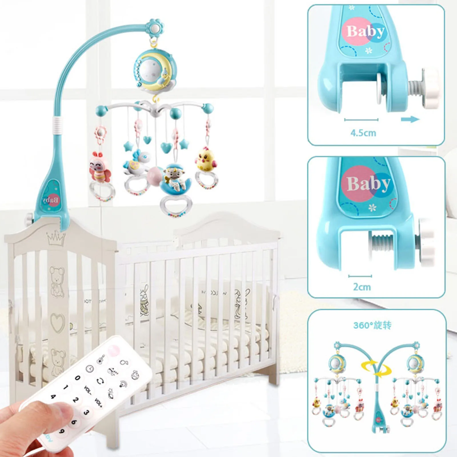 

Crib bell 0-18 months music Bedside bell projection Baby comfort toys Newborn educational toys l4