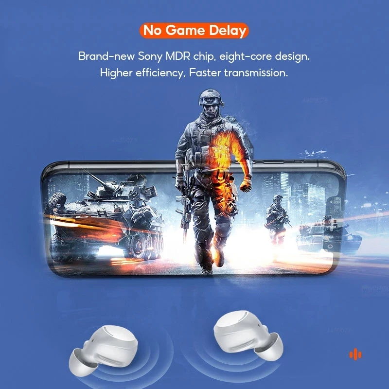 Powerful Bass Bluetooth Earphone TWS Headset with Mic Earbuds Wireless Earphones Gaming | Электроника