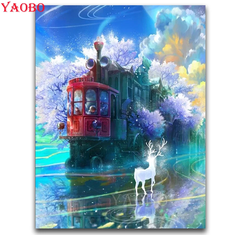 5D алмазная живопись сделай сам вышивка крестиком поезд пейзаж