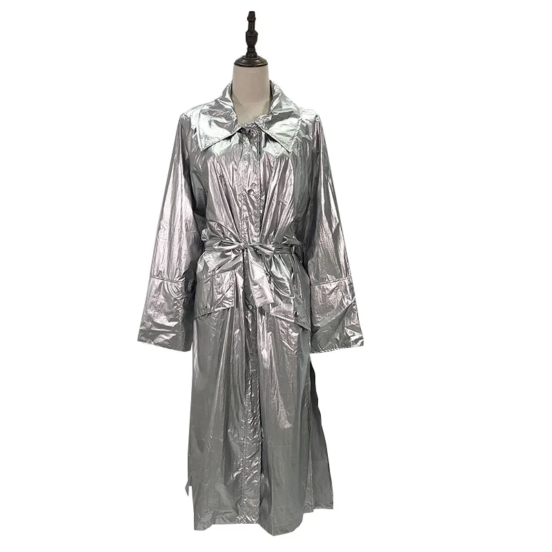 Новинка осени 2019 красивая ветровка с металлической текстурой женское большое