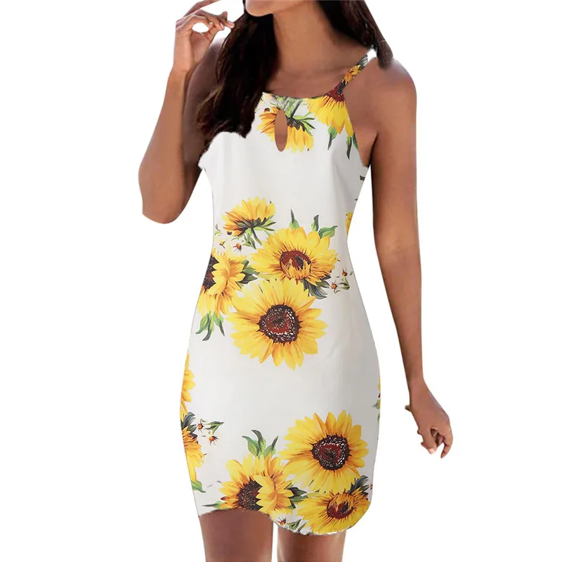 Женское платье в стиле бохо без рукавов с воротником-хомутом, Пляжное мини-платье без рукавов, сарафан размера плюс, мини-платье, ropa de invierno para mujer W7.4