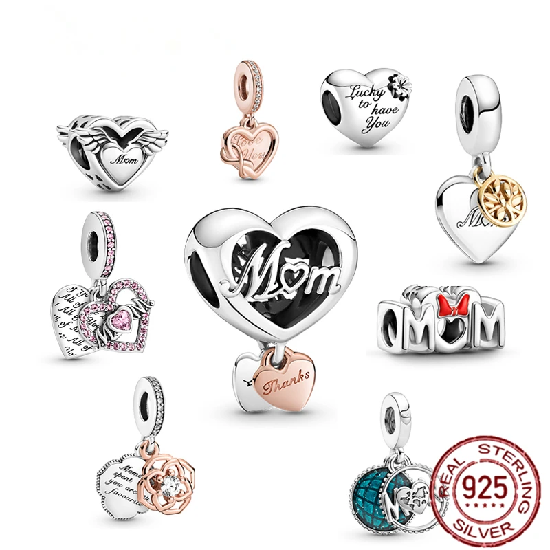 

New 925 Silver Charm Bow Earth Rose Gold Thanksgiving Mother's Day Pendant Beads Suitable for Pandora Bracelet Women's Gift