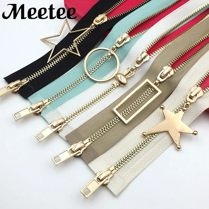 Meetee 5# Двойные ползунки Металлические молнии открытый конец DIY молния для шитья пуховик пальто молния аксессуары для одежды