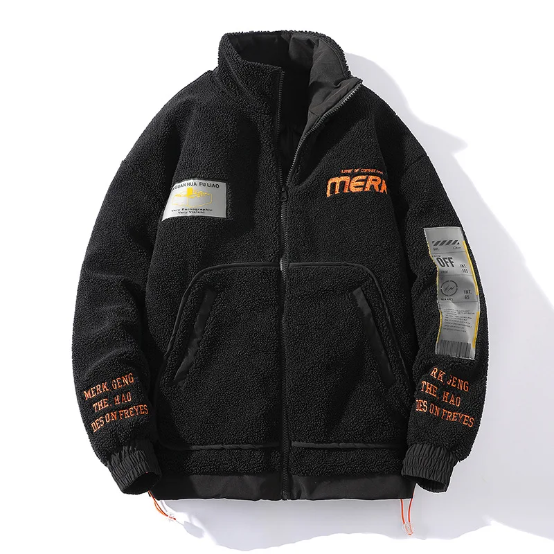 Couple Polar Fleece Ins Tide Brand Embroidered Cotton Jacket Autumn/Winter Warm Jacket Harajuku Coat Men Padded Jackets