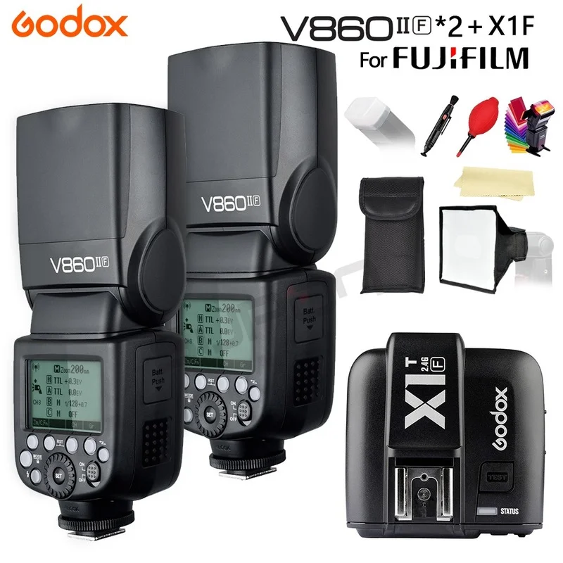 

Godox V860II 2 * V860II-F Li-Battery GN60 TTL HSS 1/8000S Camera Speedlite Flash + X1T-F Transmitter for Fujifilm X-Pro2/X-Pro1
