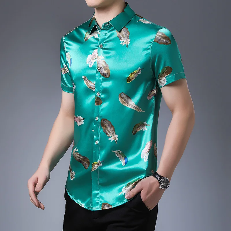 Новинка 2020 летняя мужская рубашка с коротким рукавом повседневная приталенная