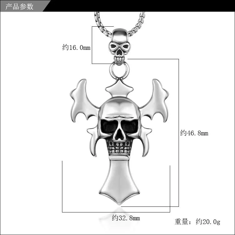 

Retro Cross Skull Pendant Silver Color Titanium Steel Pendant Hip Hop Men's Women's Motorcyclists Party Jewelry Halloween Gift