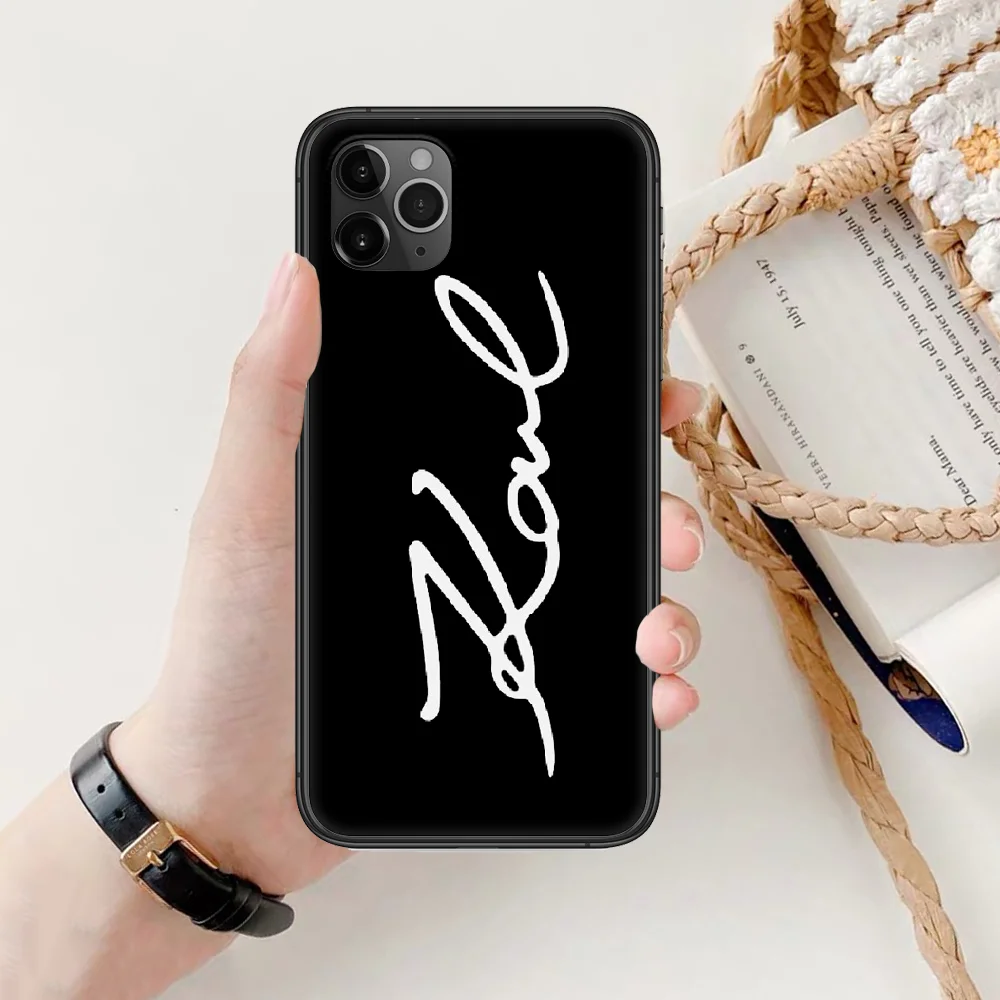 

famous Cartoon Lagerfeld Phone Case Cover Hull For iphone 5 5s se 2 6 6s 7 8 12 mini plus X XS XR 11 PRO MAX black silicone Etui