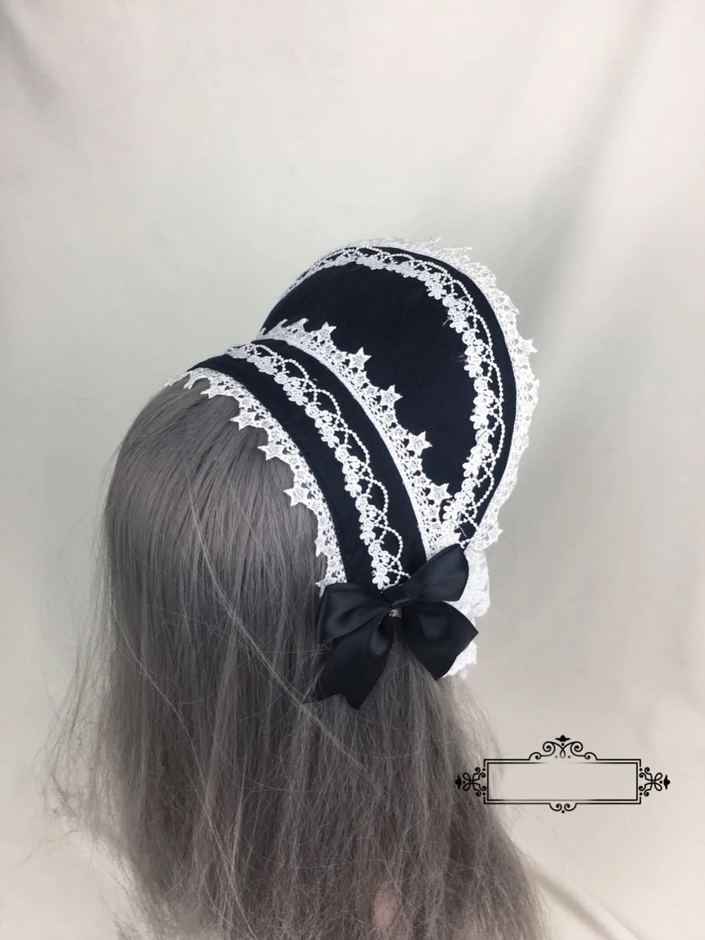 Lolita Gothic Retro Black Lace Trim Simple Bonnet Headwear Top Hat Adjustable Sun Women Princess Victorian Bandge Half Bnt |