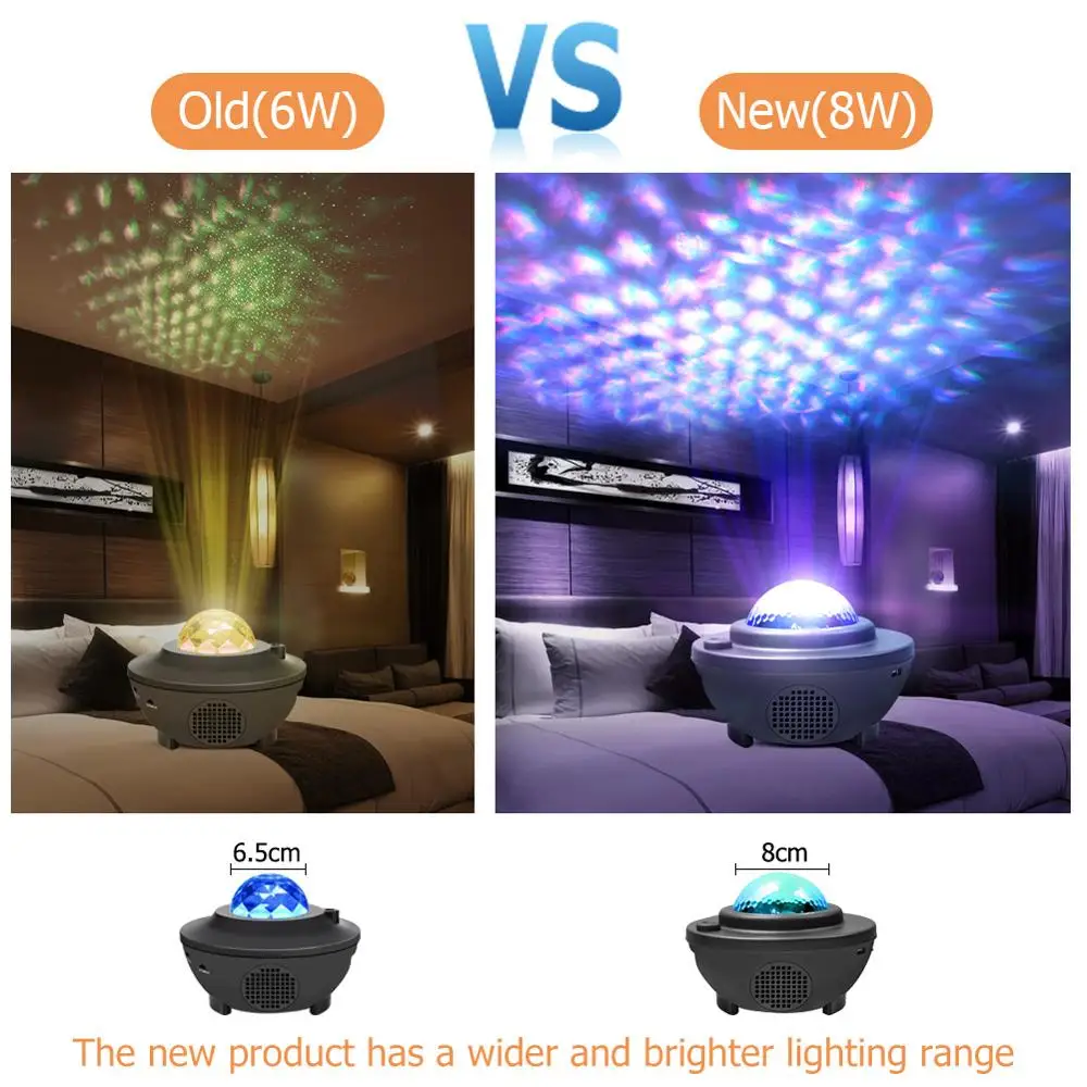 

LED Galaxy Projector Ocean Wave LED Night Light Music Player Remote Star Rotating Night Light Luminaria For kid Bedroom Lamp