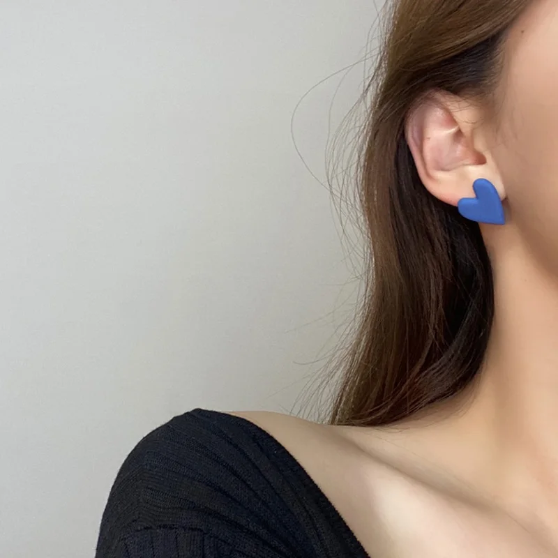 

2021 New Fashion Korean Drop Earrings For Women Red Alloy Heart Korean Jewelry Female Earring Girls Gift